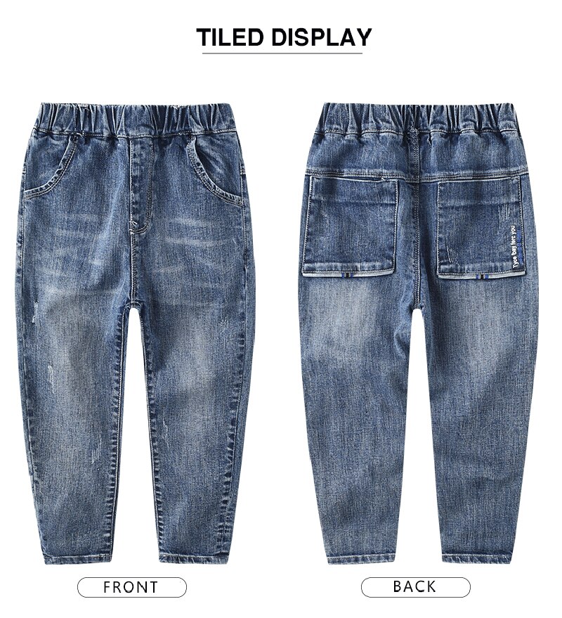 DIIMUU-pantalones vaqueros rectos para niños y adolescentes, Jeans sólidos informales de cintura media elástica, ropa ligera lavada, pantalones largos