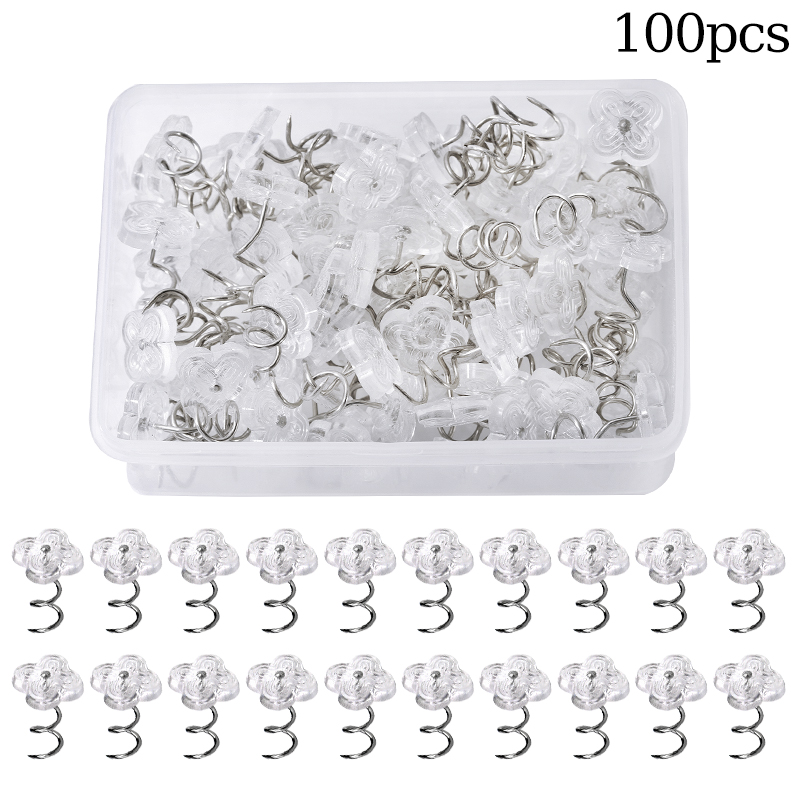 KRABALL 50/100 pièces épingles à ongles torsadées transparentes pour feuille de canapé broche à tête en plastique fixation à vis boucle de sécurité pour couvertures fixes: Lavande