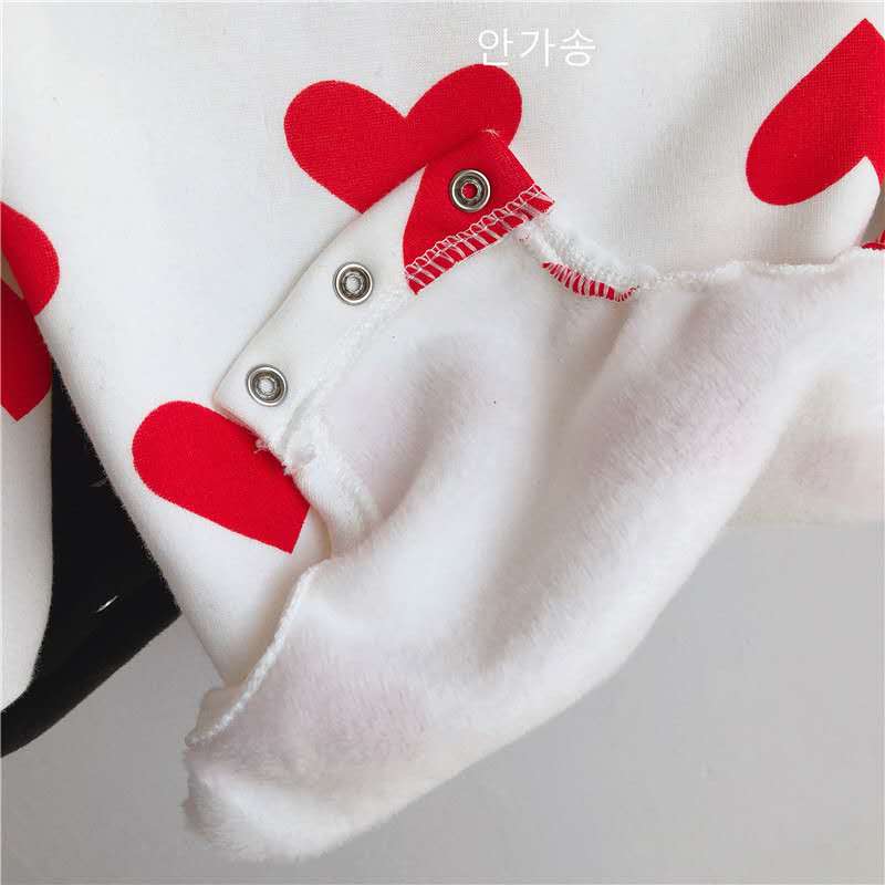Inverno meninos e meninas regular estilo coreano algodão bebê macacão de natal dos desenhos animados polka dot manga longa chapéu moda