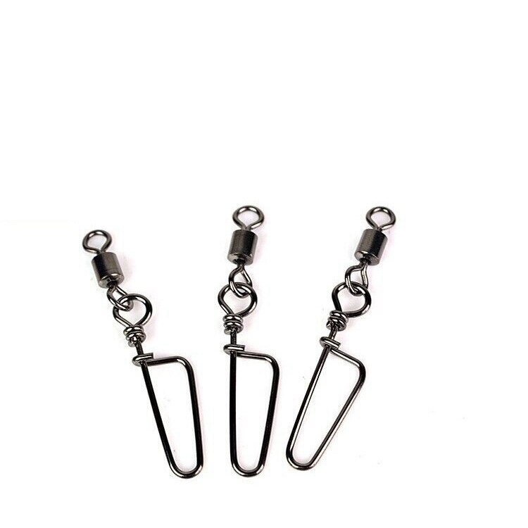 50Pcs/Lot Steel Alloy Fishing Rolling Swivels With Coastlock Snaps Size 2# 4# 6# 8# 10# 12# 14# Carp Fishing Swivel Connectors