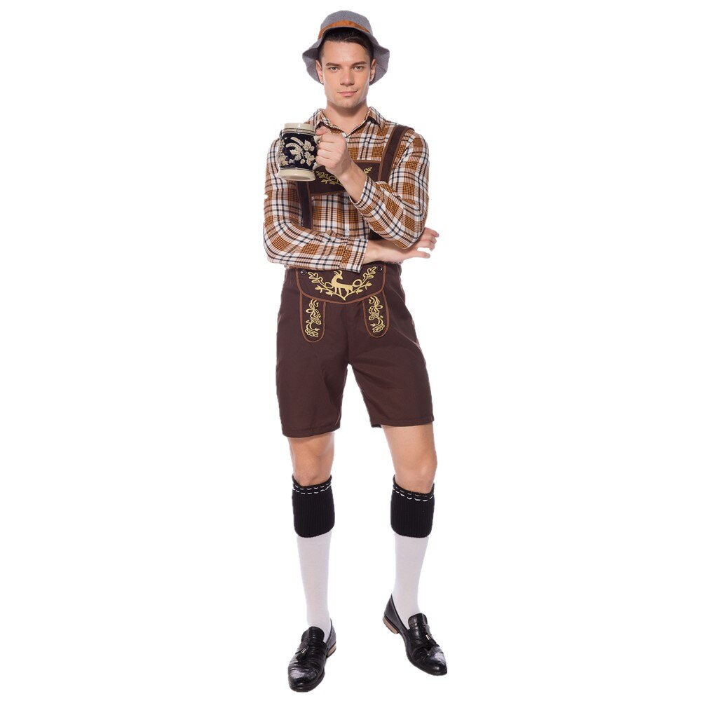 Costume traditionnel allemand pour homme, tenue de carnaval, bretelles, short, bière, Lederhosen, pour adultes