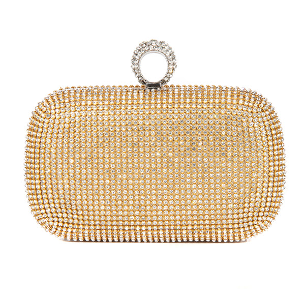 Strass pochette pour femmes sacs diamants bague dames Vintage sacs de soirée cristal de mariage sacs à main de mariée sac à main titulaire: gold