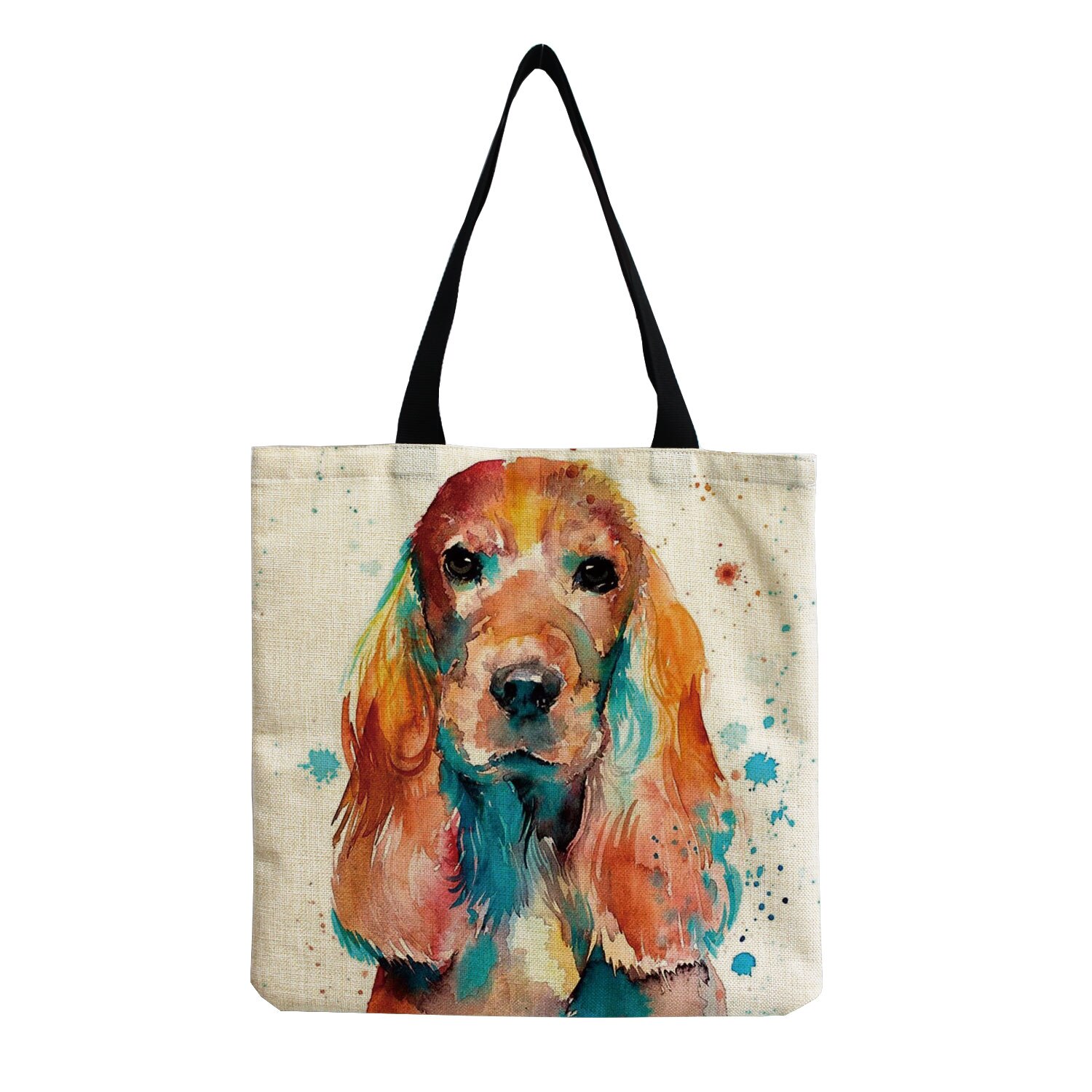 Exclusieve Olieverf Hond Print Boodschappentassen Voor Boodschappen Papillon Pug Retriever Print Vrouwen Schoudertas Handtas Grote Capaciteit: hm2912 Dog Bag