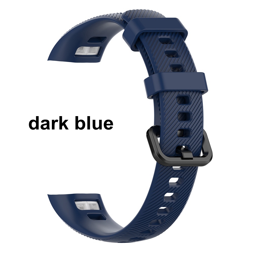 10 Colors Silicone Wrist Strap for Honor Band 5 4 Smart Wristband Replacement Original Watch Band Soft Bracelet Sport Classic: dark blue