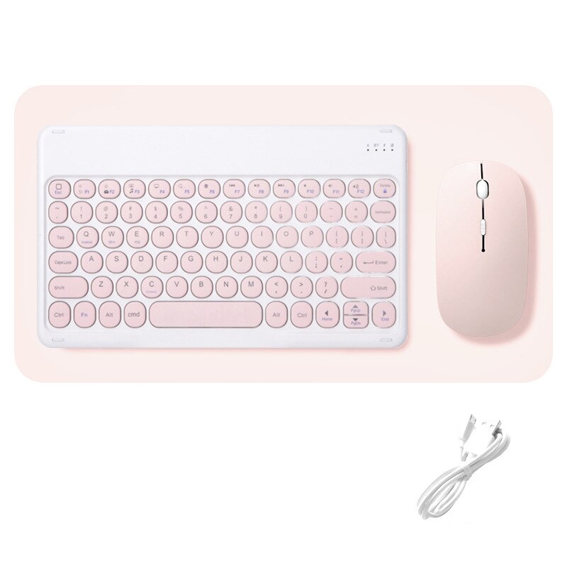 Teclado Universal de 10 pulgadas para teléfono, PC, tableta, Huawei, Samsung, Xiaomi, Bluetooth, iPad Pro 11, 12,9, , Air 4: round pink mouse