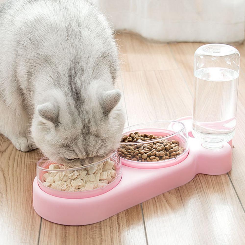 Miska dla kota karmnik dla psa podwójna doniczka automatyczne przechowywanie wody i antypoślizgowy podajnik dla zwierząt domowych