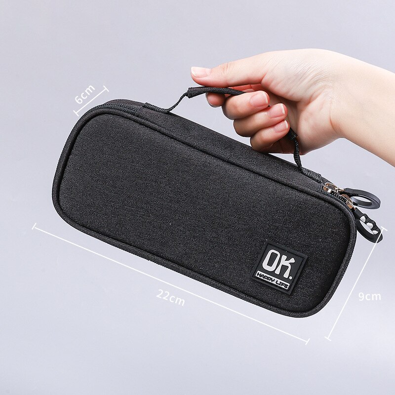 Draagbare Etui Grote Capaciteit Potlood Gevallen Multifunctionele Pencilcase Effen Kleur Estuche Escolar Trousse Scolaire: C Black