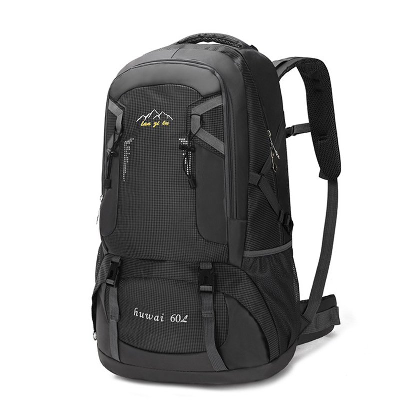 Grote reistas met ruime capaciteit, wandelrugzak van 60 liter, bergbeklimmersrugzak, outdoor survivaltas, waterdichte reistas met dubbele schouderband, fietstas: Blauwe kleur