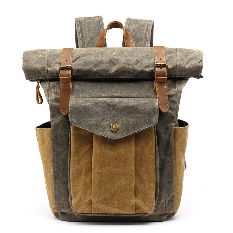 Outdoor Öl Gewachste Leinwand Leder Reise Rucksack männer Luxus Vintage Leinwand Rucksack Große Wasserdichte Rucksack Vintage Tasche