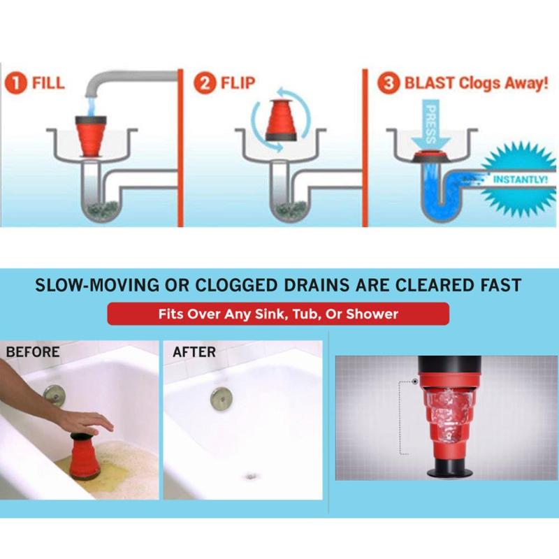 Manual Clog Cannon High Pressure Air Power Drain Blaster Manual Toilets Bath Kitchen Sink Plunger Cleaner Pump Tools Sink Plunge