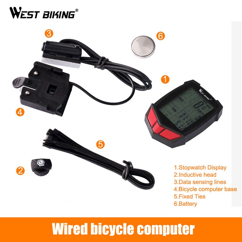 WEST vélo sans fil vélo ordinateur 20 fonctions compteur de vitesse odomètre vélo ordinateur sans fil + vélo chronomètre vélo ordinateur