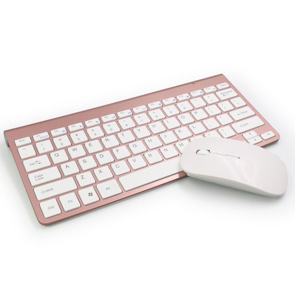 2.4Ghz Ultra-Thin Wireless Keyboard And Mouse Combo With USB Receiver Mouse Keyboard set For Apple PC WindowsXP/7/8/10 rose gold