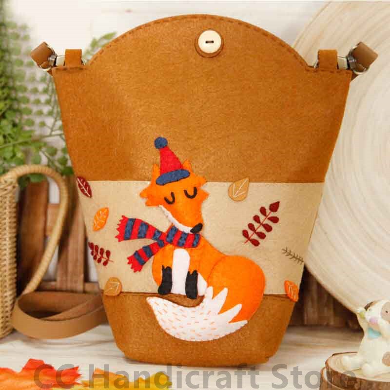 Handgjorda axelväska filt djur coach kvinnor handväskor diy paket set hantverk kit väska väska diy hantverk för barn messenger bag: Stil 3