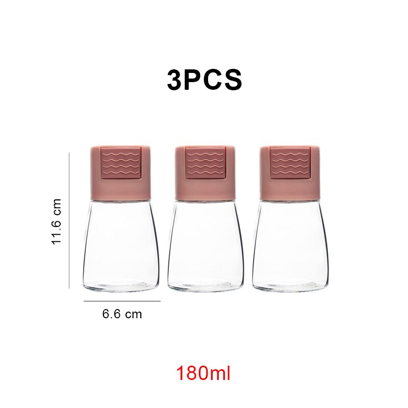 0.5g Metering Salt Glass Spice Salt Jar Sea Salt Shaker Dispenser Bottle Quantitative Seasoning Jar for Steak BBQ Home Barbecue: 3pcs Pink A
