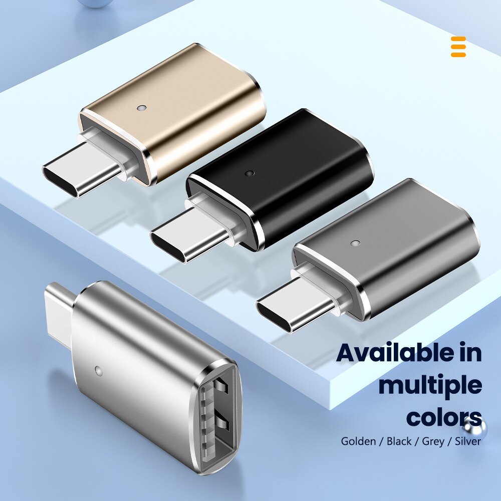 Usb Naar Usb Type C Otg Adapter Led Usb C Male Naar Usb 2.0 3.0 Converter Voor Mackbook Pro Samsung xiaomi Huawei USB-C Otg Connector