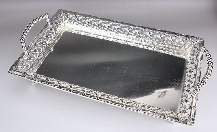 High grade European style Gold golden Silver Plate Metal Fruit sugar Trays KTV hotel Plate Basket Wedding Party tray dish
