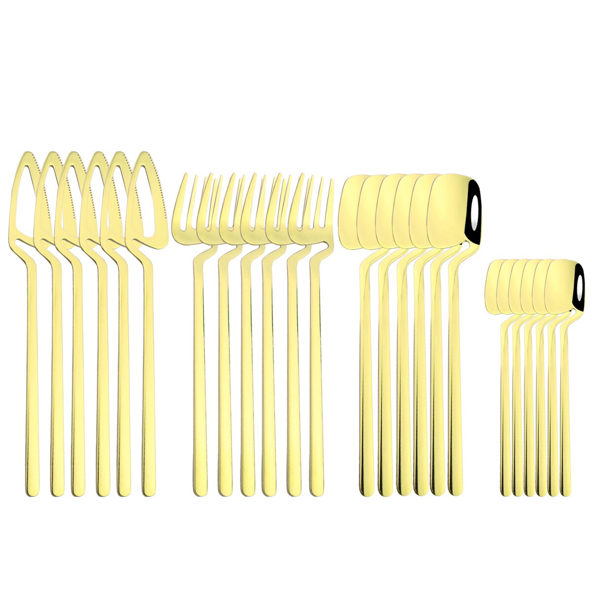 Stainless Steel Cutlery Silverware Forks Spoons Knives Dinnerware Sets Dishwasher Safe Tableware Set 24 Pieces with Tea Fork: Champagne