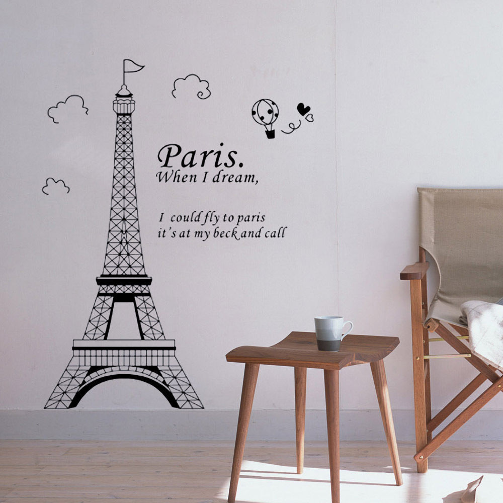 DIY Paris Eiffel Tower Wall Sticker Vinyl Decal Mural Home Art Living Room Decor