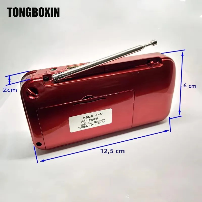 C-803 Bluetooh Speaker Support 2 18650 Battery Portable MP3 Radio Super Bass TF USB FM Player LED Torch 3.5mm Earphone Out