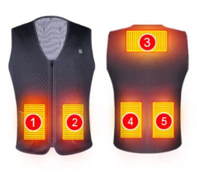 Electric Heating Thermal Vest Jacket USB Battery Powered Smart Heated Men Women Warm Vest For Winter Outdoor Sport Motorcycle: Zone 5 fever / XXL