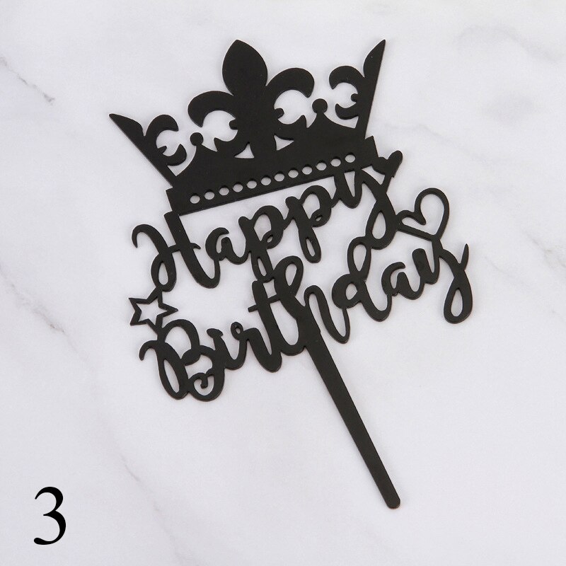Mirror Acrylic Cake Topper Cute Crown Happy Birthday Letters Cake Topper For Kids Birthday Cake Decor Baby Shower Cake Topper