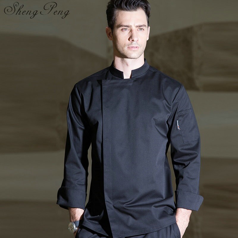 Food service long sleeve head chef uniform restaurant hotel kitchen white grey chef jacket chef coat CC341