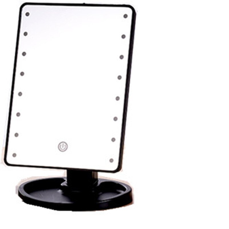 Espejos de maquillaje profesionales con luz LED rosa, luz LED ajustable, espejos de pantalla táctil 16/22, belleza, espejos, cepillo de pestañas: 16LED black