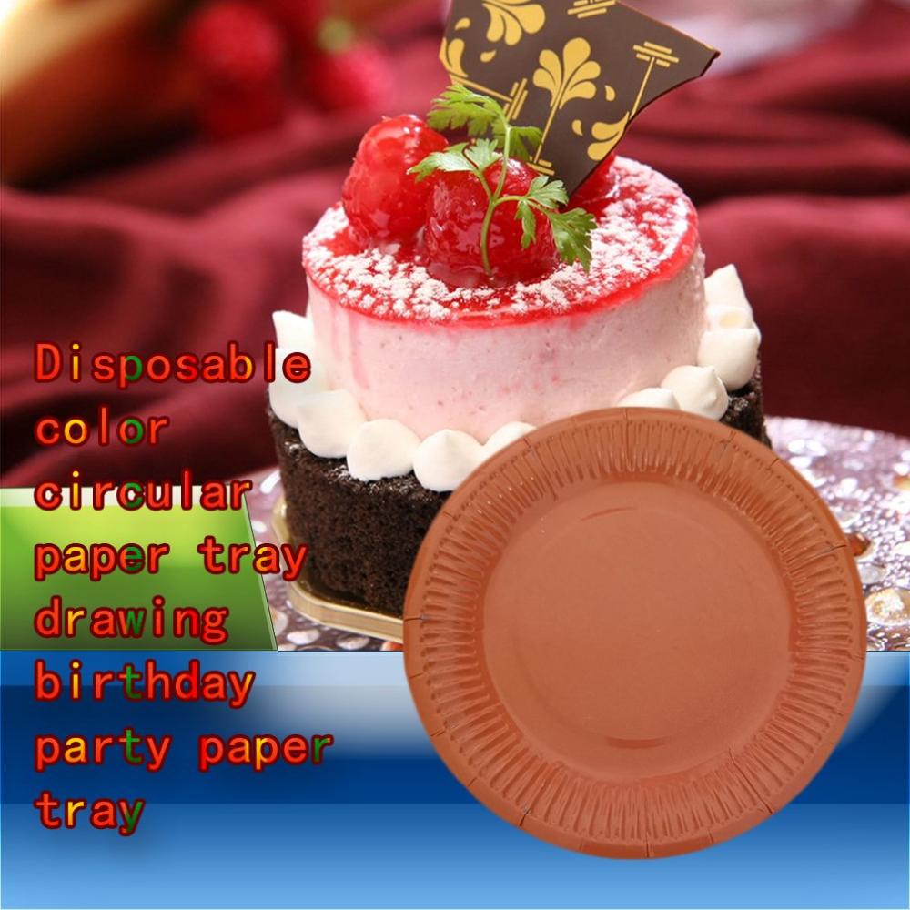 10Pcs Einweg Papier Platten Geburtstag Party Kreis Platte Obst Platte Kuchen Tablett Geschirr Geburtstag Partei Liefert