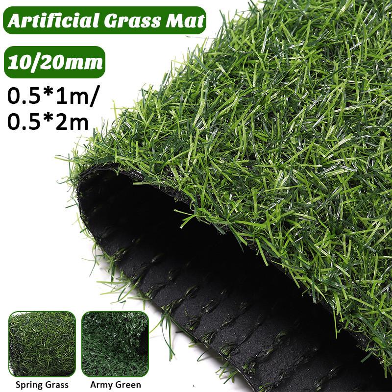 10/20mm tykkelse kunstig græsplæne 0.5 x 1m/2m længde græsplæne kunstig græsplæne tæppe simulation udendørs grøn græsplæne til haven