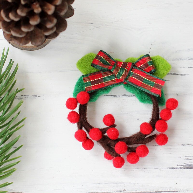LMDZ-broche de fieltro para manualidades, Kit de fieltro de lana hecho a mano, corona de decoración de Navidad, árbol de Navidad de Santa Claus, 1 ud.: Material Package 1