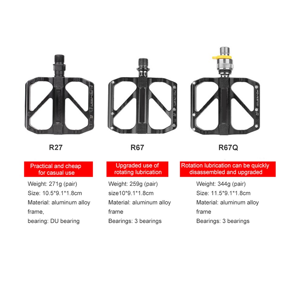 Mountain Bike Road Bike Pedal Quick Release Non-slip Ultra Light Pedal 3 Bearing Pedal Mountain Bike Bicycle Accessories