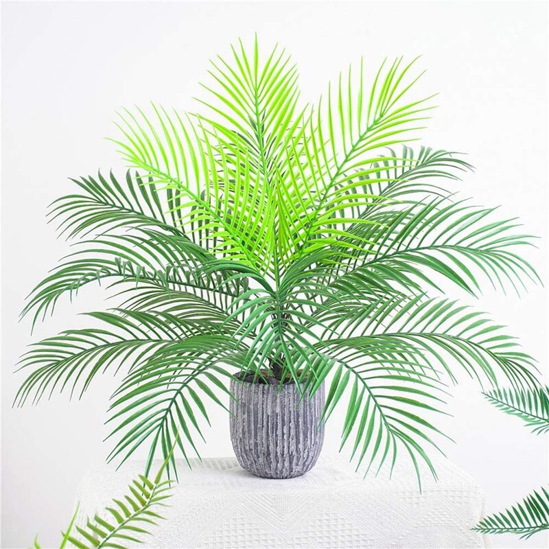 Artificial Tropical Palm Leaf Bush Plant in Green Palm Plant 15 Leaves for Tropical Greenery Accent Floral Arrangement: Default Title