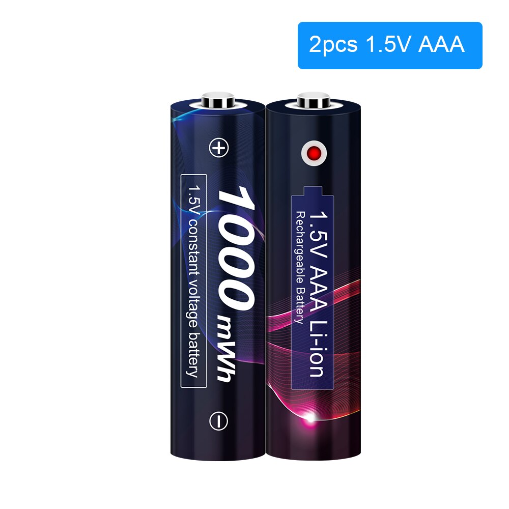 2-8Pcs 1.5V AAA Rechargeable Battery AAA 1.5V Li-ion Battery 1000mWh 1.5v Rechargeable Battery AAA: Gold