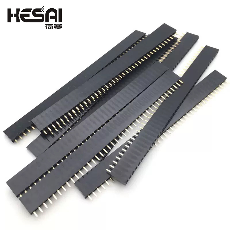 10 Uds 2,54mm de una sola fila hembra PCB placa Pin Header conector tira Pinheader 1x40 pin enchufe colorido: Negro