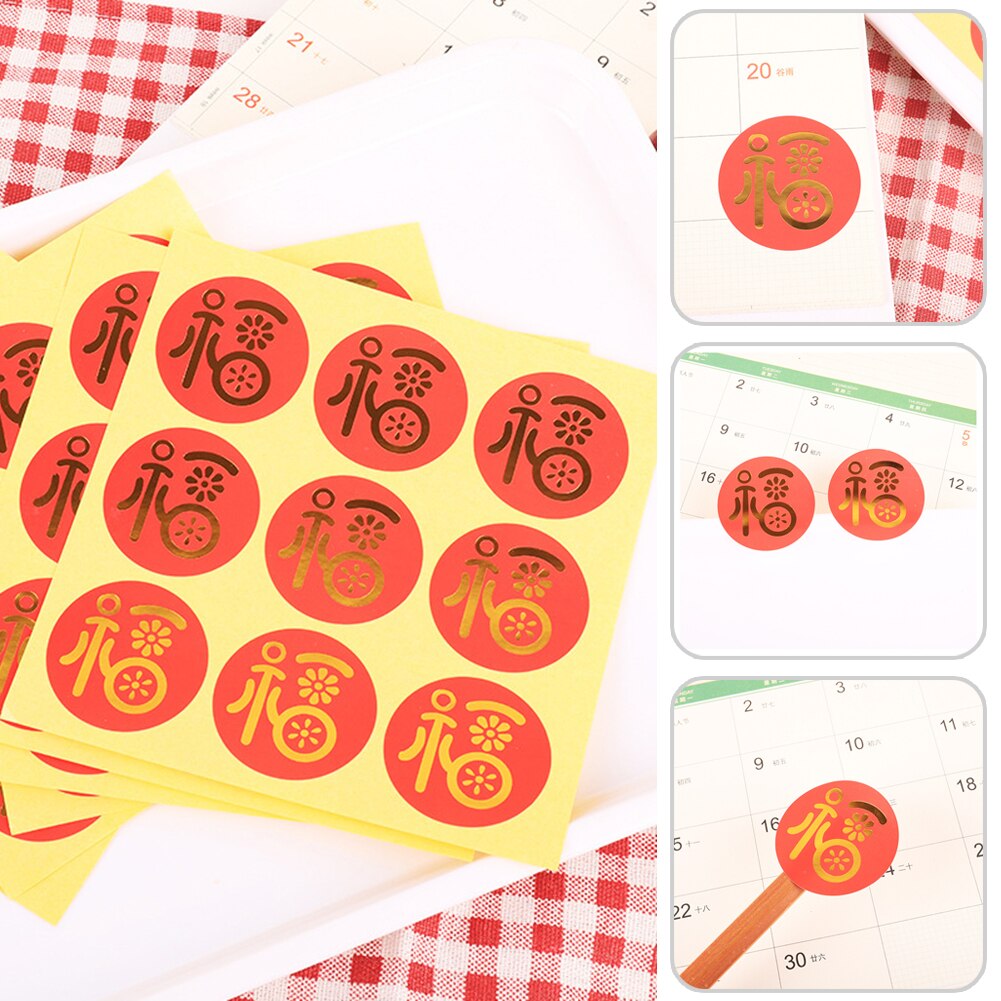 80Pcs Chinese Year Fu Character Stickers Spring Festival Decals for Home Red Envelopes Boxes Year Home Decor