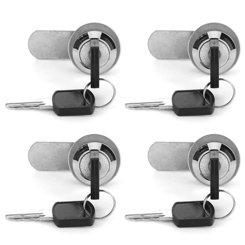 4Pcs Cam Lock Toolbox Drawer Cabinet Locker Replacement Tubular with Keys for Trailer RV 15mm Dia Iron Trailer Drawer Lock
