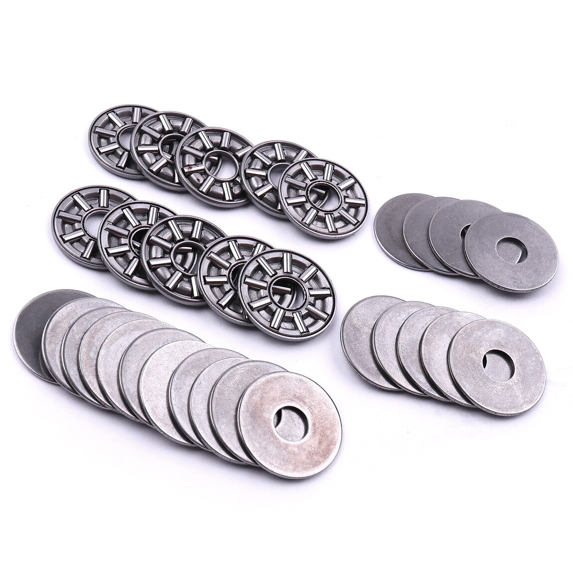 10 set 3- i -1 axk 0619-  axk 1730+2as axial nål platta rullager med två brickor axiallager axialkullager