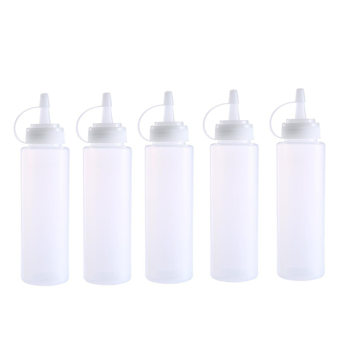 Un ensemble de 5 tailles 8 oz bouteille de sauce en plastique pour ketchup maison et restaurant, moutarde, mayonnaise: Default Title