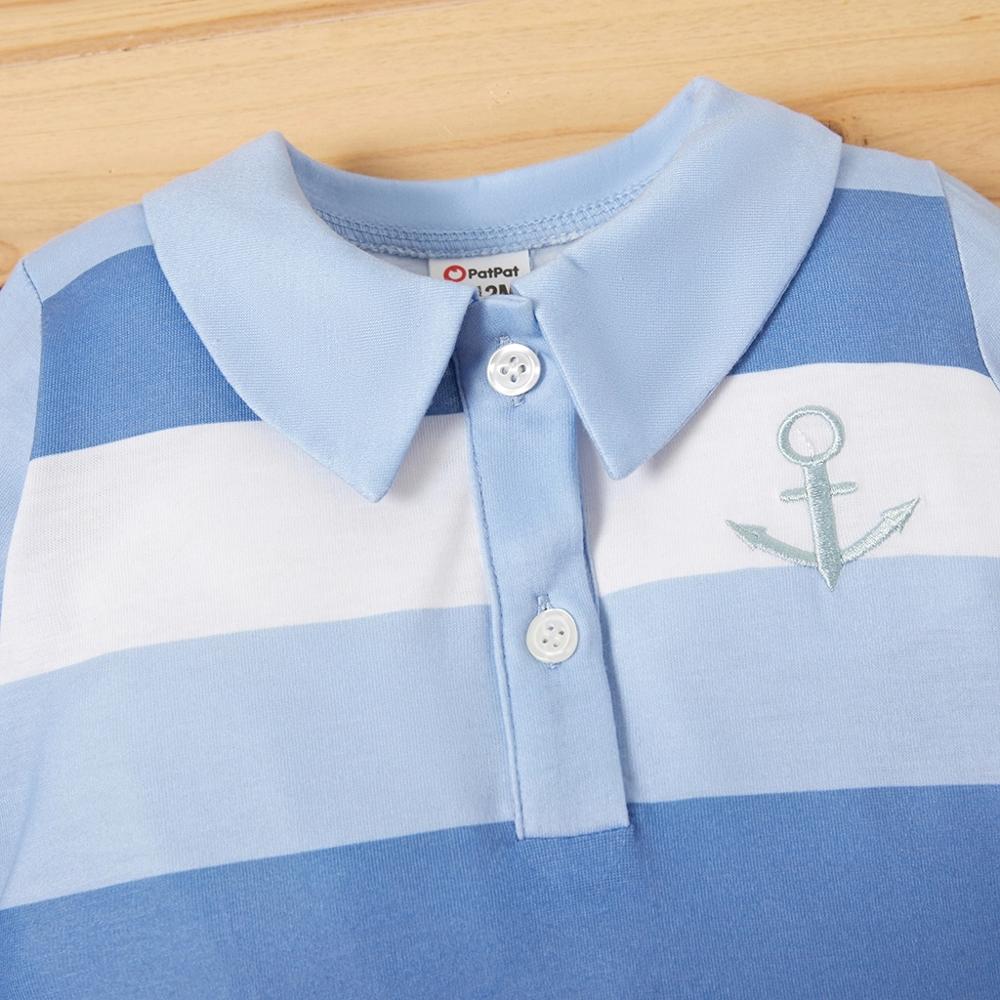 Patpat Winter En Herfst Baby Boy Preppy Sportieve Gestreepte Anker Jumpsuit Baby Boy Kleding