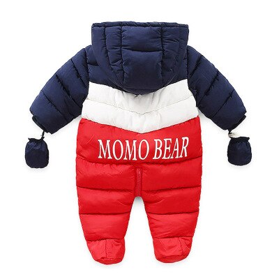 Bebê recém-nascido snowsuit crianças infantil casaco de inverno quente forro com capuz zíper macacão meninos meninas pato para baixo outwear macacão