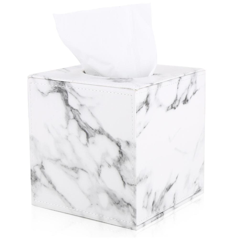 Marble Cube Square Tissue Box PU Leather Roll Tissue Holder Toilet Paper Box Napkin Case Cover Canister Dispenser holder: A040 Marble