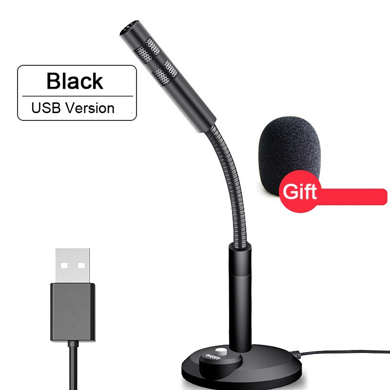 3.5mm Wired Condenser Microphone for Computer PC Desktop Laptop Notebook Recording Gaming Podcasting Microphones: USB Black
