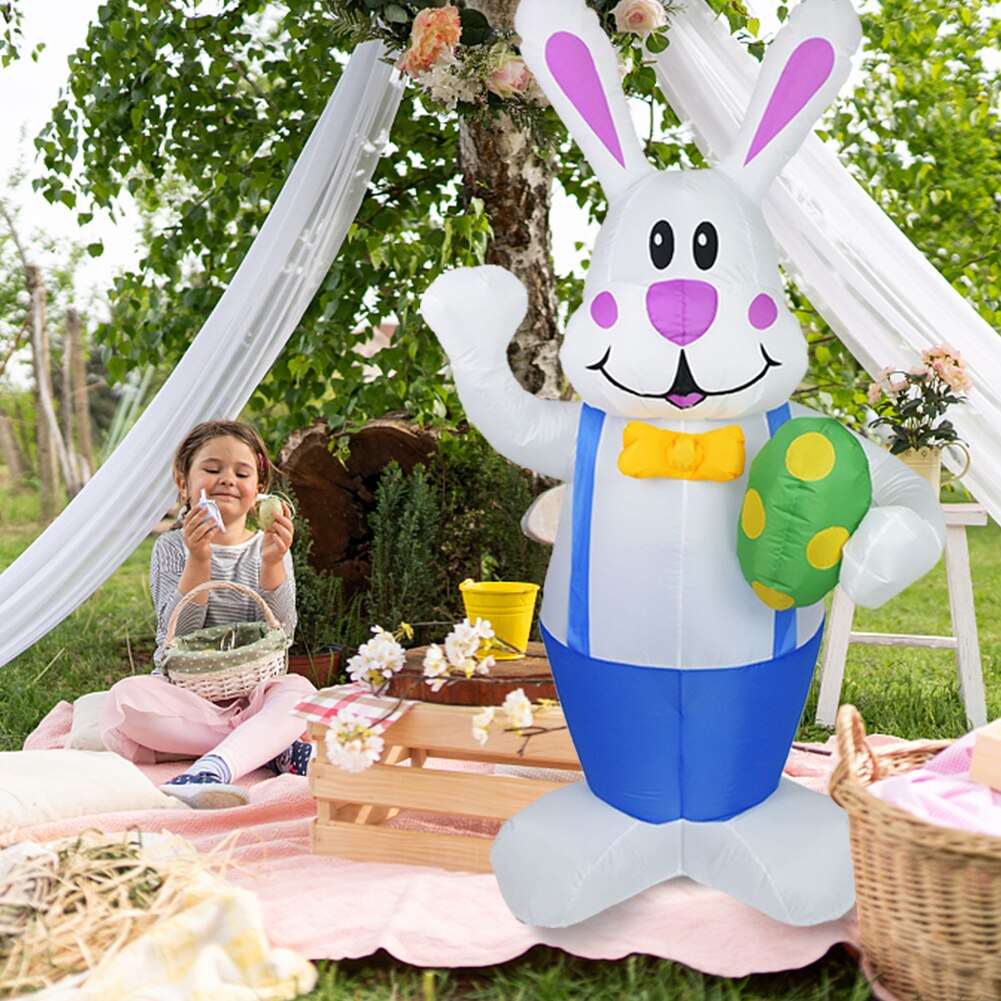 Inflatable Easter Swing Rabbit Toys with Build-in LED Luminous Bunny Decor 2022 for Home Outdoor Party Prop US/UK/AU/US Plug