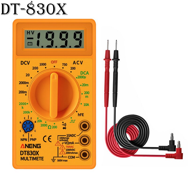 LCD Digital Multimeter M1 A830L Portable Multimeters Handheld Tester Intelligent Ammeter Voltmeter Ohmmeter With Test Lead: I