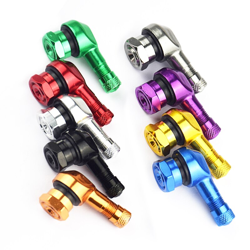 2pcs Motorcycle Rim Wheel Tire Valves Stem Cap 90 Degree Angle CNC Aluminum Alloy Air Tire Cover 17mm Tubeless Valve Stems Parts