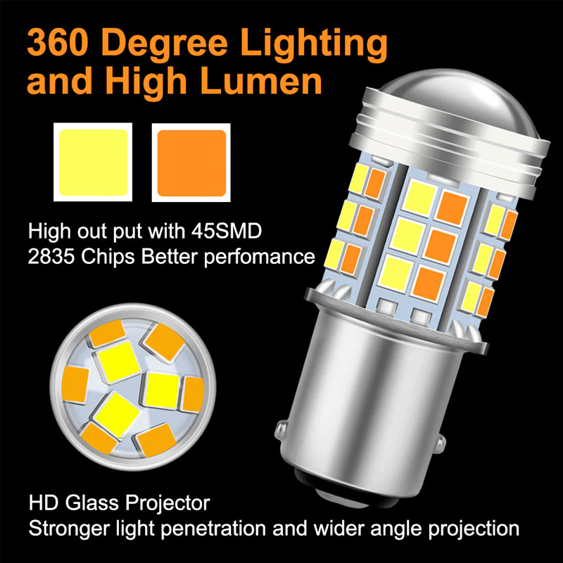 1 st tvåfärgade  t20 7443 w21/5w -lampor 1157 fack 15d 45 smd led-lampor  t25 3157 p27/7w bilvarningslampa blinkerslampa bilbelysning glödlampsbrytare