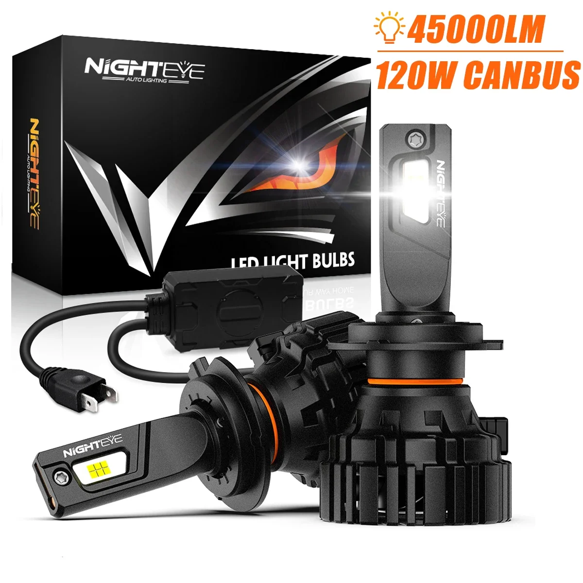 NIGHTEYE H7 doprowadziło Canbus 45000LM H4 Żarówki samochodowe 120W H11 H8 H9 9005 HB3 9006 HB4 Lampy samochodowe 6500K Białe diody doprowadziło 12V Światła samochodowe