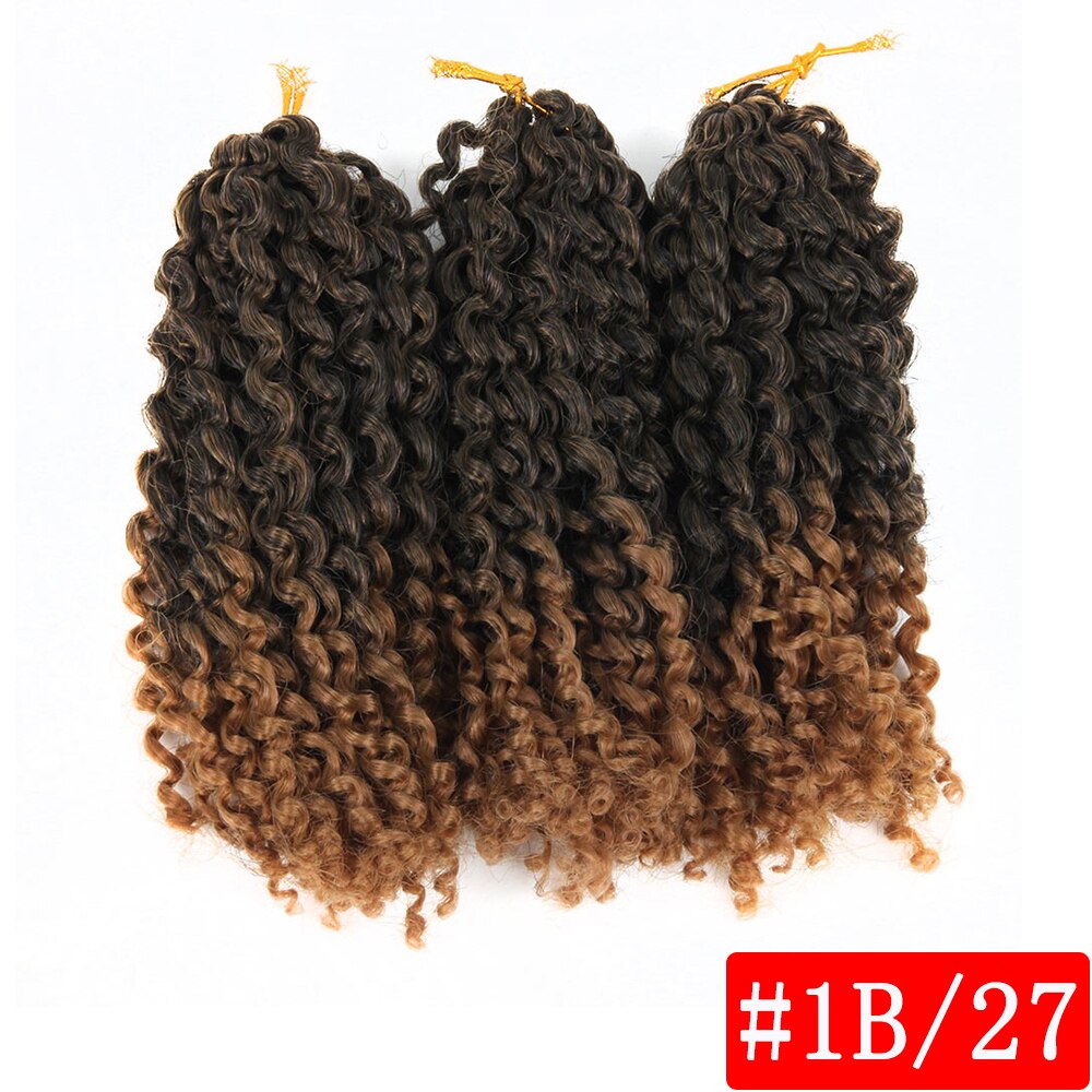 Pageup Marley Braids Hair For Women Ombre 1B/Blue 8 Inch Synthetic Crochet Braids Braiding Hair Extensions 3Pcs/Pac: 1B-27