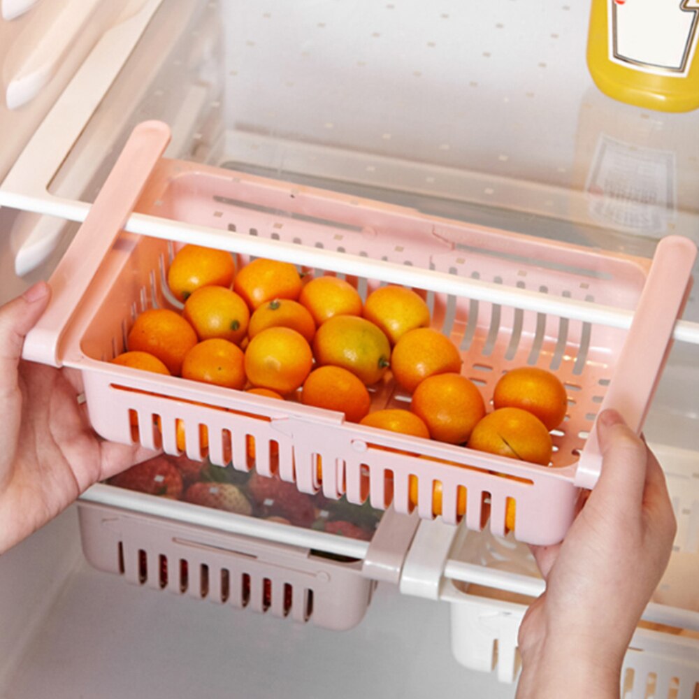 Stretchable Fridge Organizer Storage Rack Refrigerator Pull-out Drawers