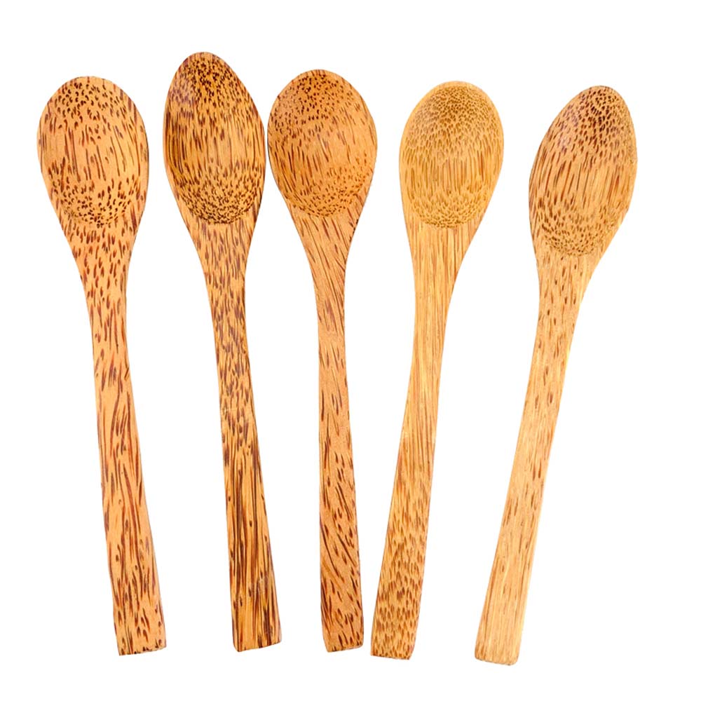 Cuchara de madera de palma de coco Tropical, cubiertos, cuchara de coco de madera Natural para té, sopa, ensalada, vajilla ecológica, suministros de cocina